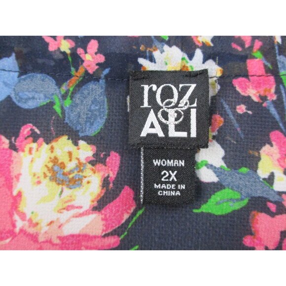 Roz Ali Floral Watercolor Kimono Cardigan Open Front Lightweight Layering 2X - Picture 2 of 11